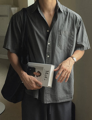 Linen Pigment Short Sleeve Shirt (10 colors)