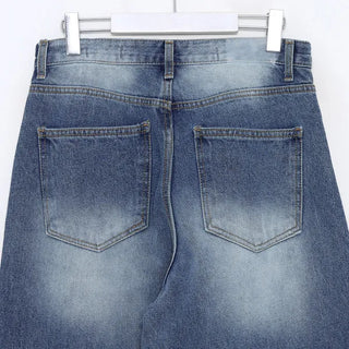 Washed wide denim pants