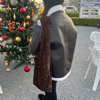 Leopard velvet bag