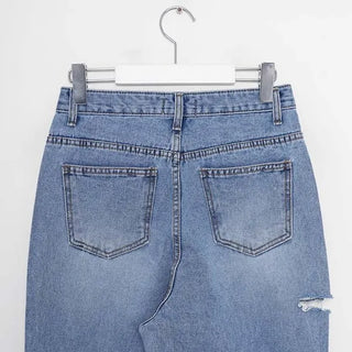 Slit wide denim pants