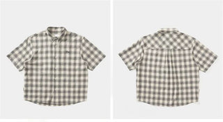 [Monterest] Seersucker Check Logo Embroidered Shirt