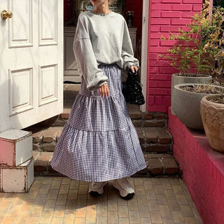 Checked cantan skirt