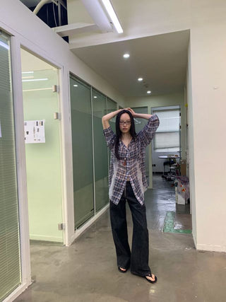 NEVERSEEZ Patchwork Plaid Shirt