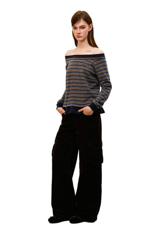[Moromoro2] Tencel Linen Striped  Sweatshirt/Pants
