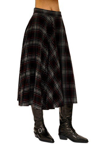[Moromoro2] Retro Plaid Wool Blend Pleated  Skirt