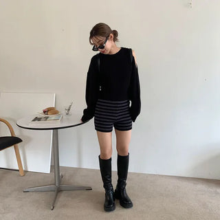 Asymmetrical Slit Shoulder Knit