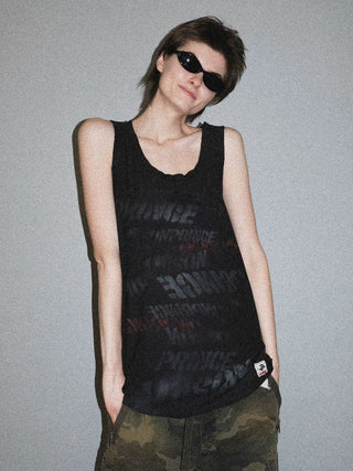 [MASONPRINCE] Cotton-Linen Graffiti Print Tank Top / Tee