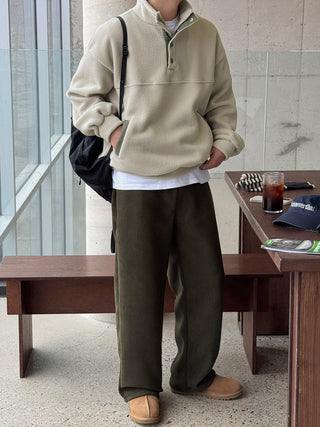 Steady Fleece-Lined Corduroy Wide Pants