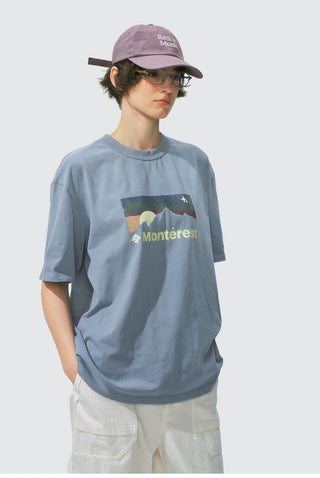 [Monterest] Washed Distressed Mountain Print T-Shirt