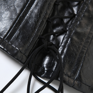 Lace up v neck PU leather backless tank top