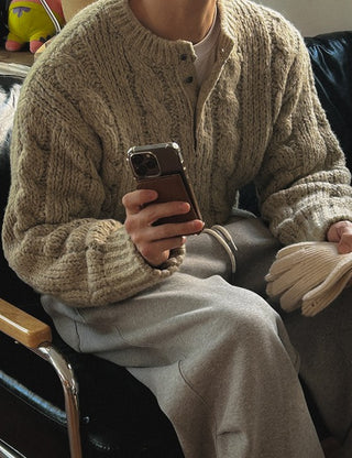 Alpaca Henley Neck Cable Knit (4 colors)