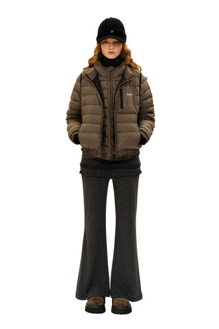 [Moromoro2] Lace Trim Hooded Down Jacket /  Vest