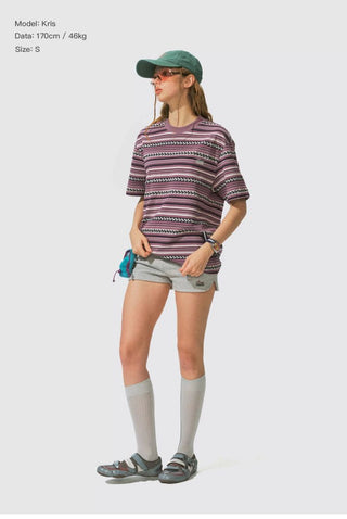 [Monterest] Cotton Totem Stripe Embroidered Tee