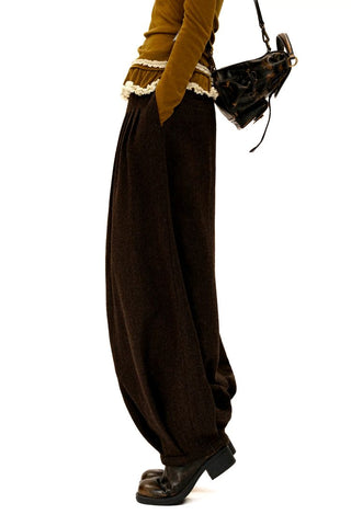 [Moromoro2] Wool Pleated Tapered Wide Pants