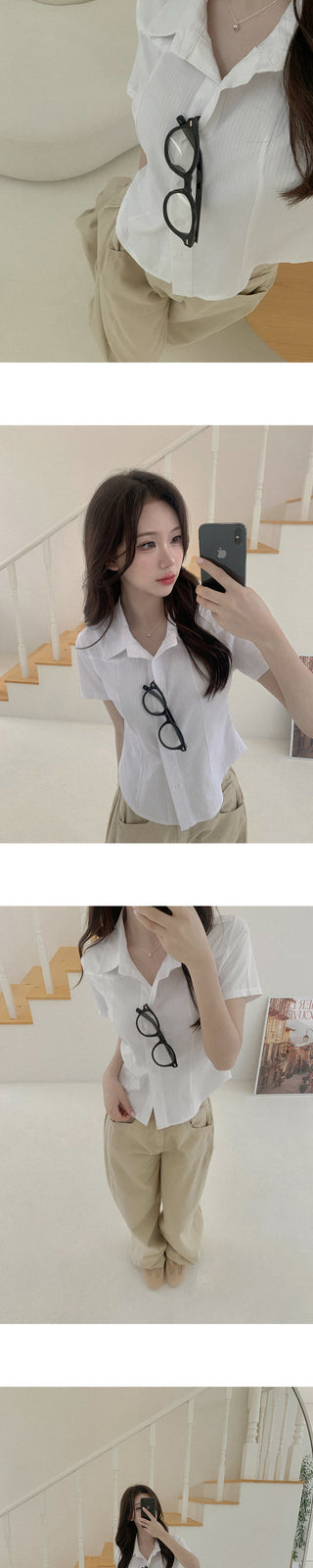 Pupa striped short-sleeve shirt blouse