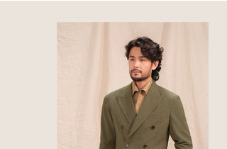 [CULTUM] Seersucker Double-Breasted Peak Lapel Suit