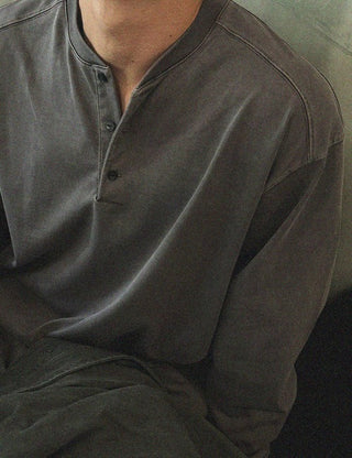 [PREMIUM] Pigment Henley Neck Long Sleeve (5 colors, M~XL)