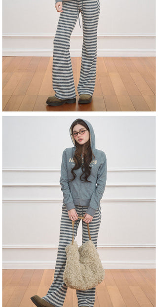 [NECY] Michelin Black Stripe Flared Pants