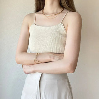 Knit camisole with built-in cups