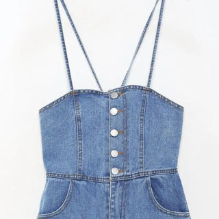 Denim bustier jumpsuit