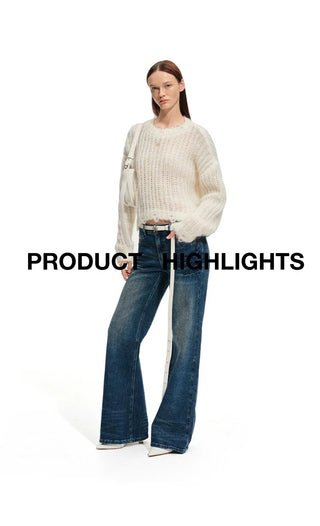 [NOTAWEAR] Mohair Blend Open Knit Distressed  Sweater