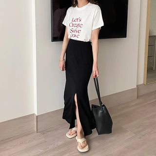 mue ribbed slit skirt