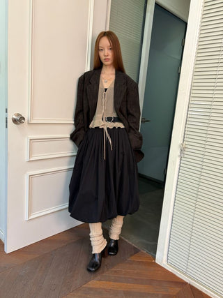 [NeverSeez] Strappy Spliced Midi Dress