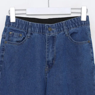 Wide-leg long denim pants