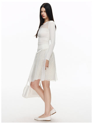 [NECY] Pure Floral Lace Ribbon Slim Top