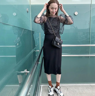 Ribbed long dress