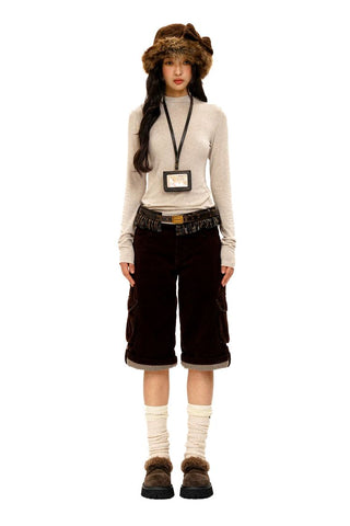 [Moromoro2] Lyocell Blend Crew Neck Long Sleeve  Tee