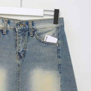 Vintage washed denim mini skirt
