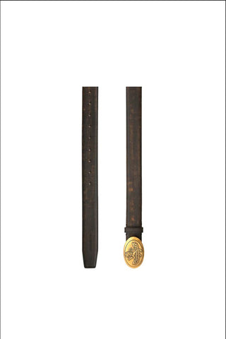 [MASONPRINCE] Cowhide Leather Lion Buckle Belt