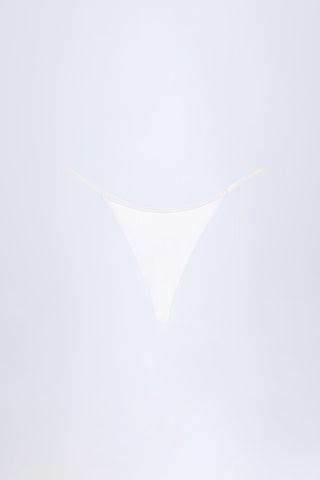 Charm-Detail Thong Bikini Bottoms in White