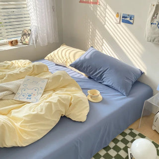 Soft Pastel Blue and Cream Bedding Set