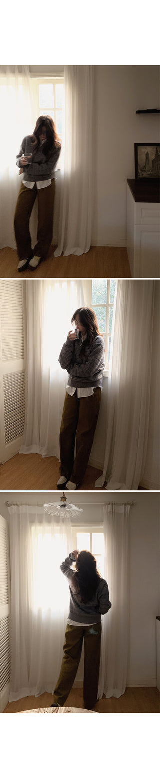 Wide cotton slacks with pleats