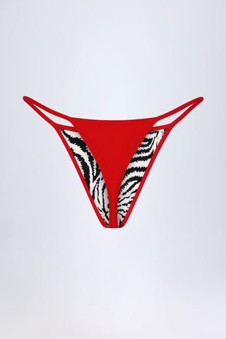 Thong Bikini Bottoms in Zebra Print