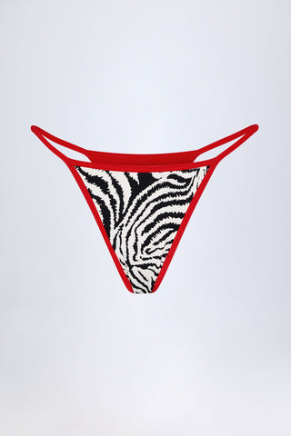 Thong Bikini Bottoms in Zebra Print