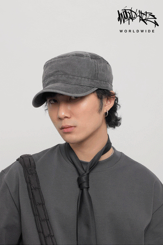 flat-top peaked cap