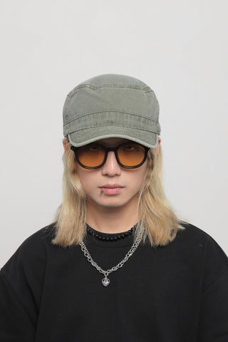 flat-top peaked cap