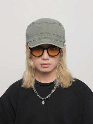 flat-top peaked cap