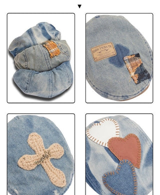 patch denim beret