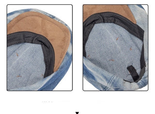 patch denim beret