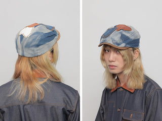 patch denim beret