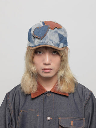patch denim beret