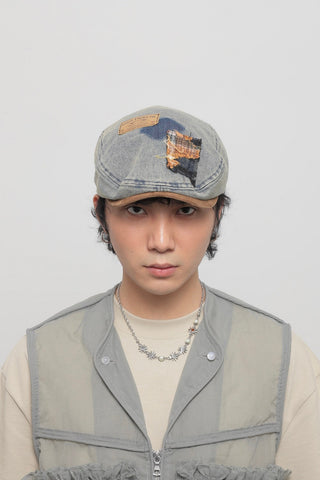 patch denim beret