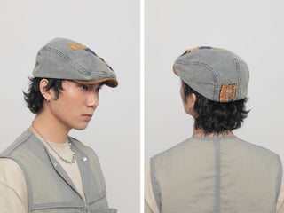 patch denim beret