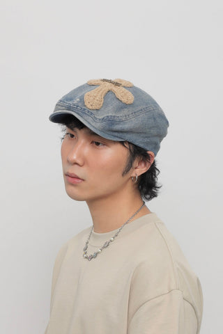 patch denim beret