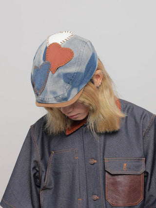 patch denim beret
