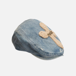 patch denim beret